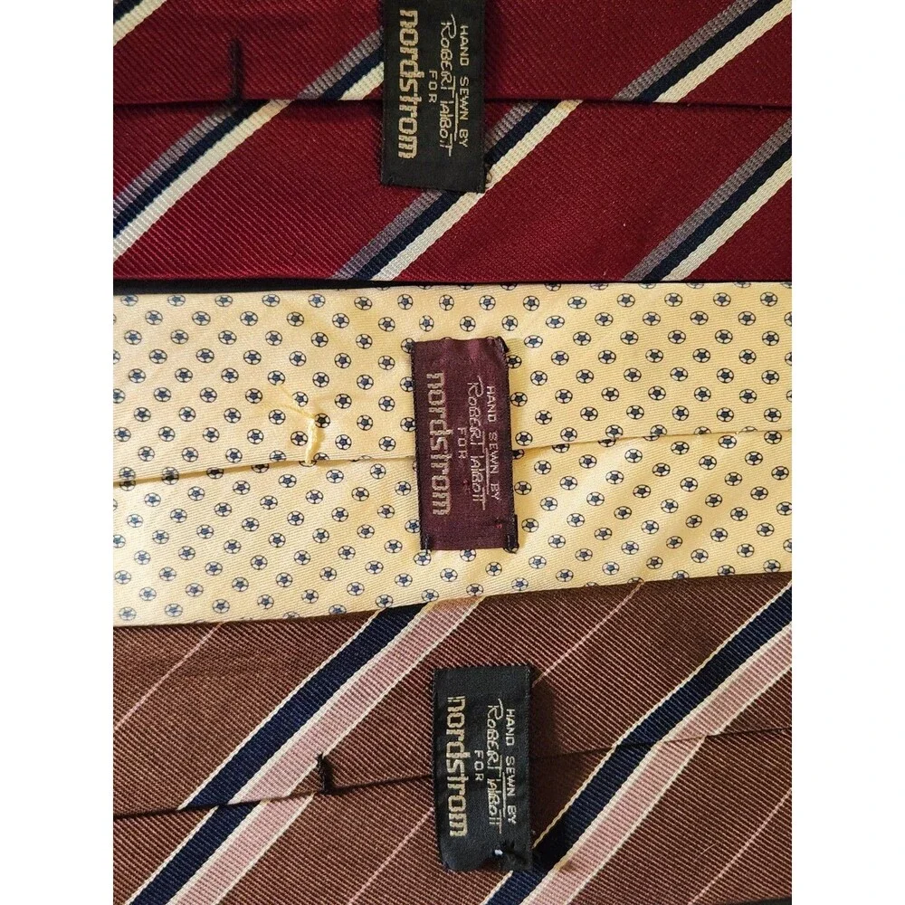 Robert Talbott Nordstrom Silk Tie Red Stripe Hand Sewn USA Lot Of 3
